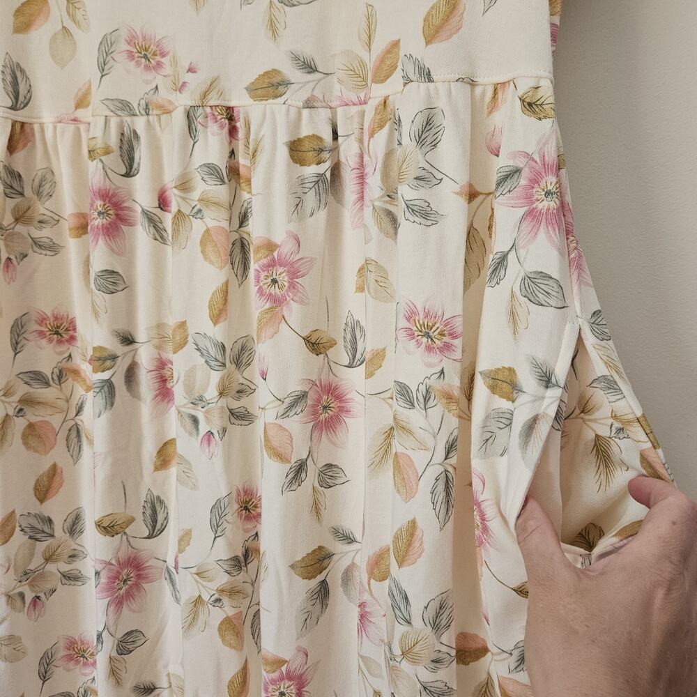 Vintage 90s Bizzit Collection Midi Dress Womens 2x Floral Cottage Prairie Pocket - Picture 3 of 15